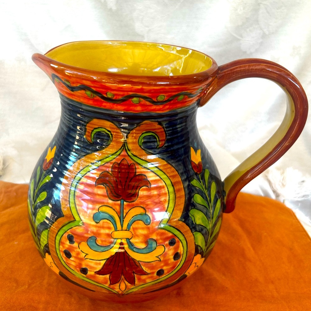 Talevera 7” Folk Art Pottery Carafe